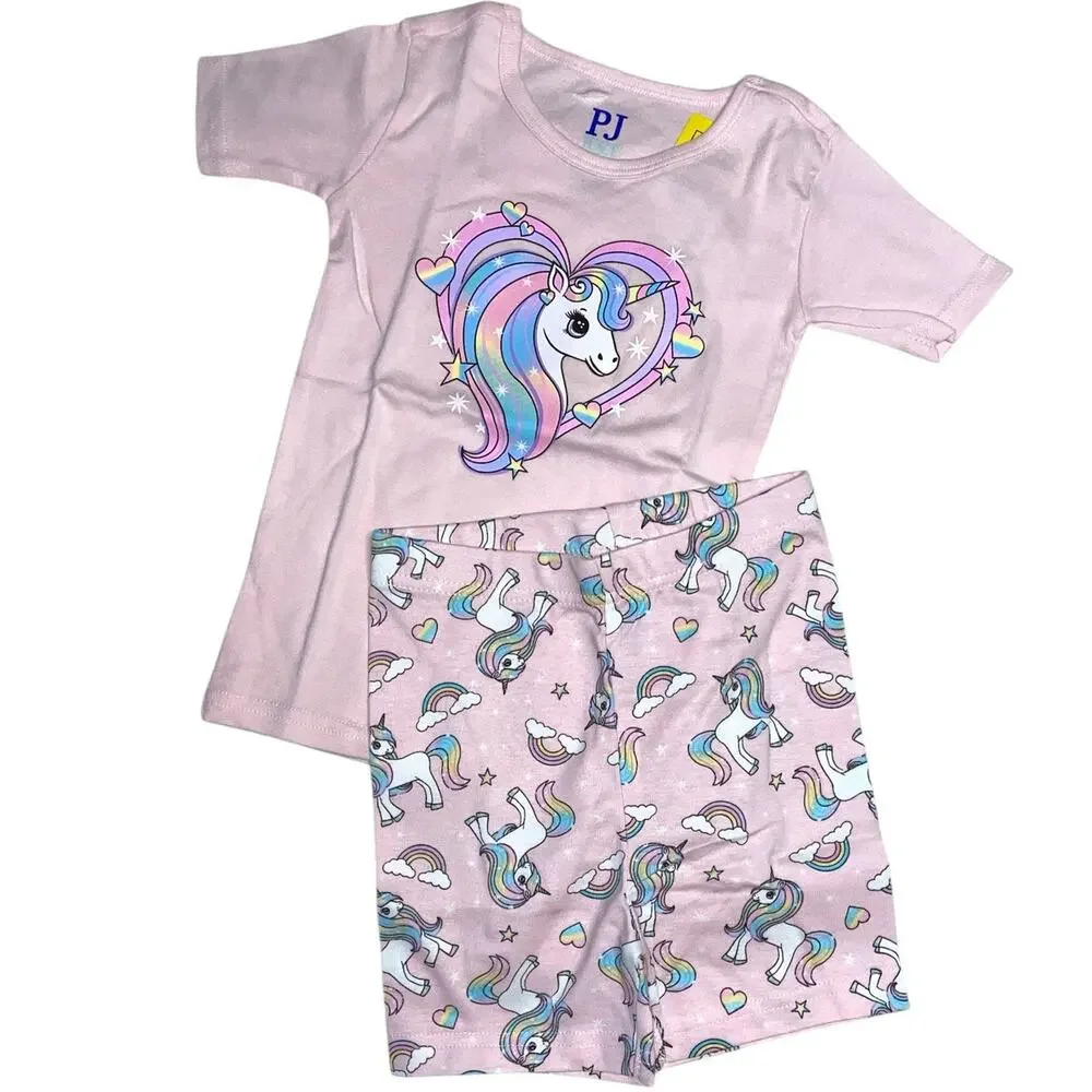 The Children's Place Pink Cameo Unicorn Heart Snug Fit Cotton Pajamas 3T